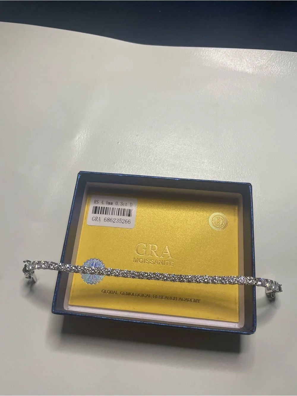 VVS1 Moissanite Tennis Bracelet 4MM Each Stone 0.3Ct 925 Sterling Silver 6.5Inch